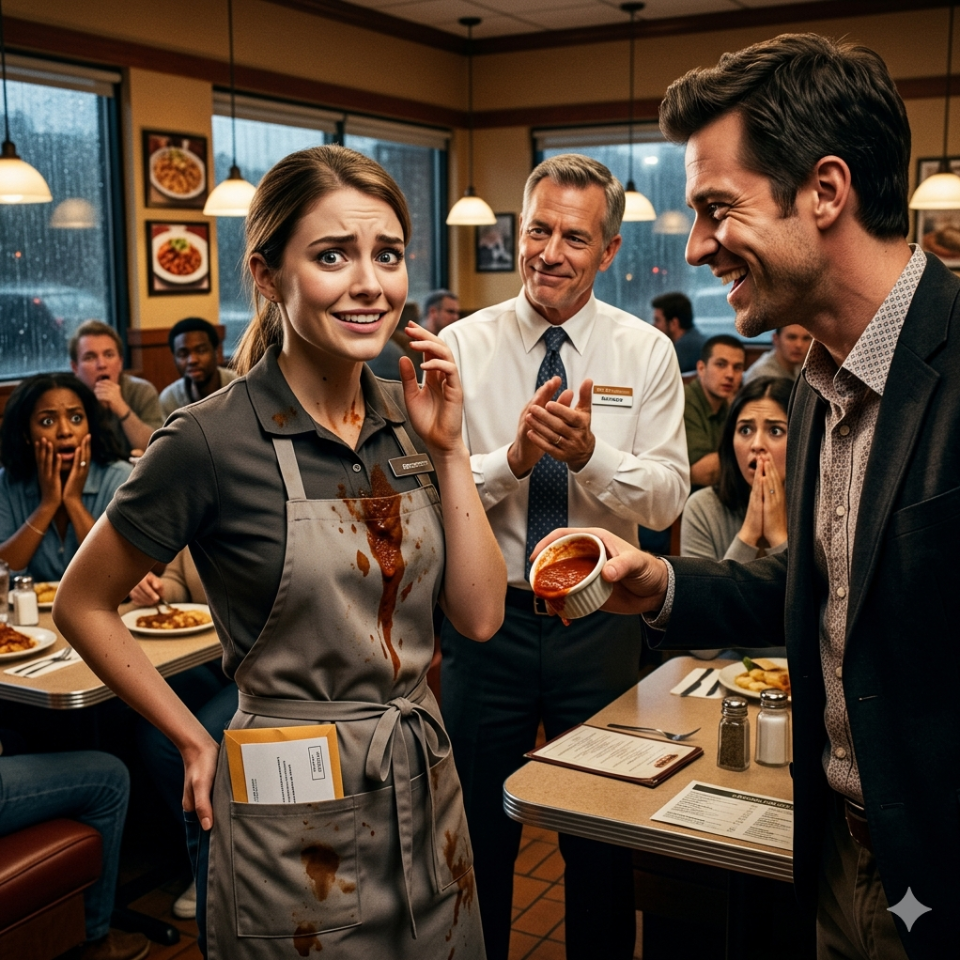 "You're just the dishwasher girl, honey. Stop pretending you belong at the grown-ups' table," my ex laughed. It happened at a packed chain restaurant on a rainy Tuesday, right as he poured lukewarm marinara down the front of my work uniform. The manager clapped while my face burned hot, but I just smoothed my apron and smiled. He thought he'd broken me. He didn't see the unopened legal envelope in my back pocket—the one proving I owned the entire regional franchise.