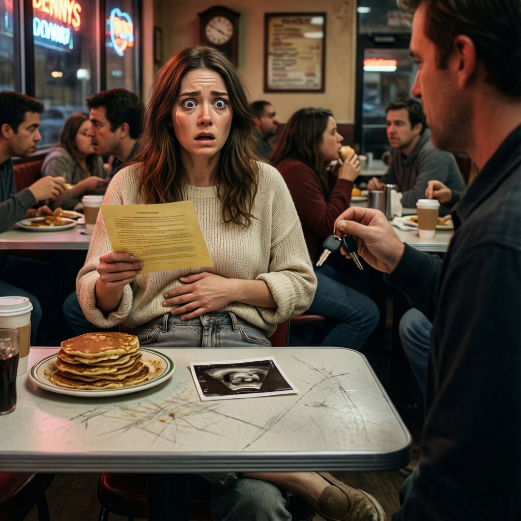 "Just sign the papers and leave the nursery empty, Clara." He slid the divorce decree across the scratched Formica table at the crowded Denny's off I-95, right beside a half-eaten stack of pancakes and my sonogram photo, then tossed his car keys toward the door like I was just another bad debt. Nobody noticed the tremble in my hands as I watched my eight-month belly shrink in the reflection of the neon sign—because what he didn’t see was the locked leather notebook tucked under my maternity jean