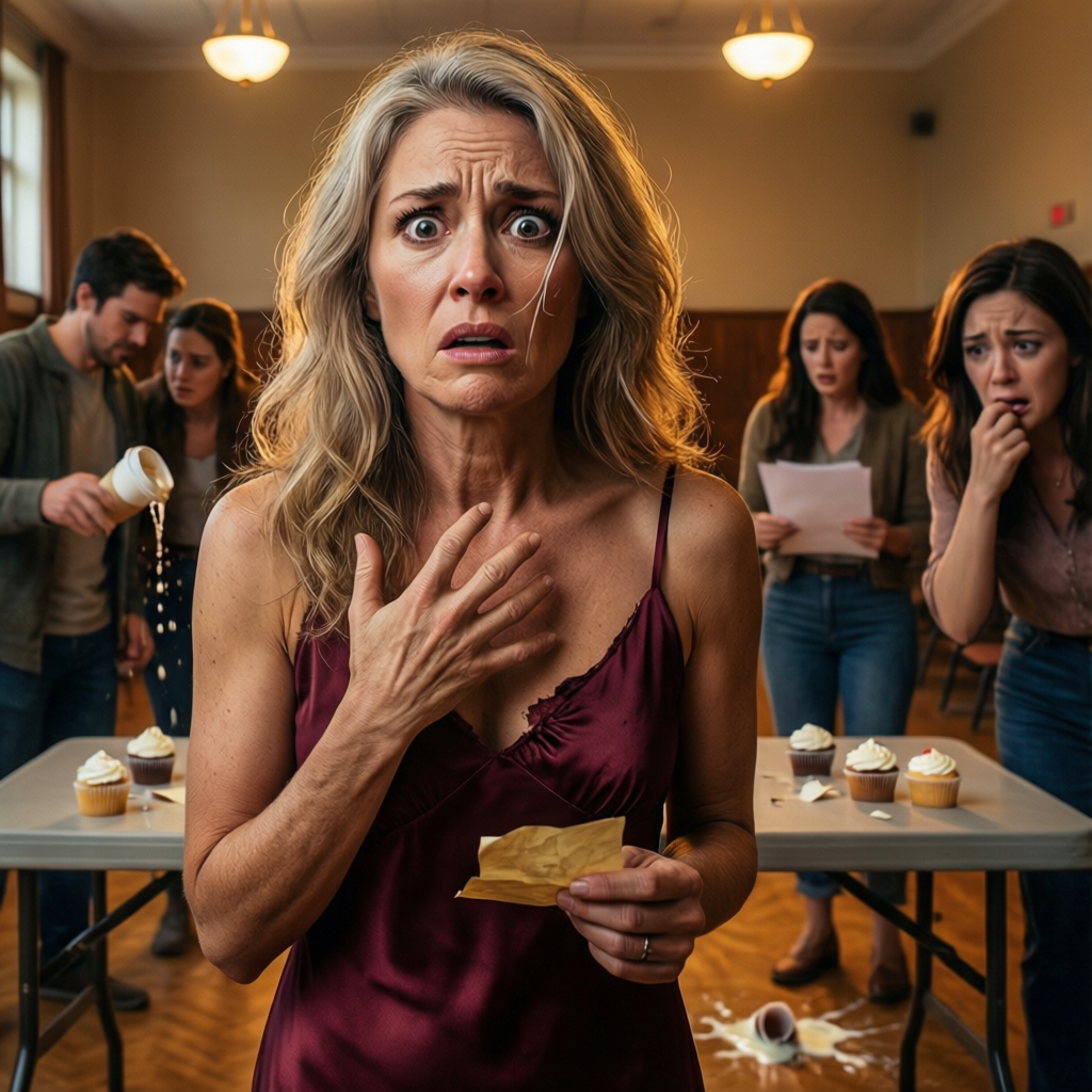 I Watched From the PTA Folding Table as Brenda Dropped My Handmade Cupcakes Straight Into the Gymnasium Trash Can, Smacked Her Glossy Manicured Nails on the Formica, and Whispered, “Honey, Nobody Wants Your Sad Little Diet Disasters. Just Pack Up and Go.” But While She Flashed Her Diamond Ring for the Room, She Had No Idea the Quiet Woman in the Corner Held the Signed Payoff for Her Husband’s Mortgage.