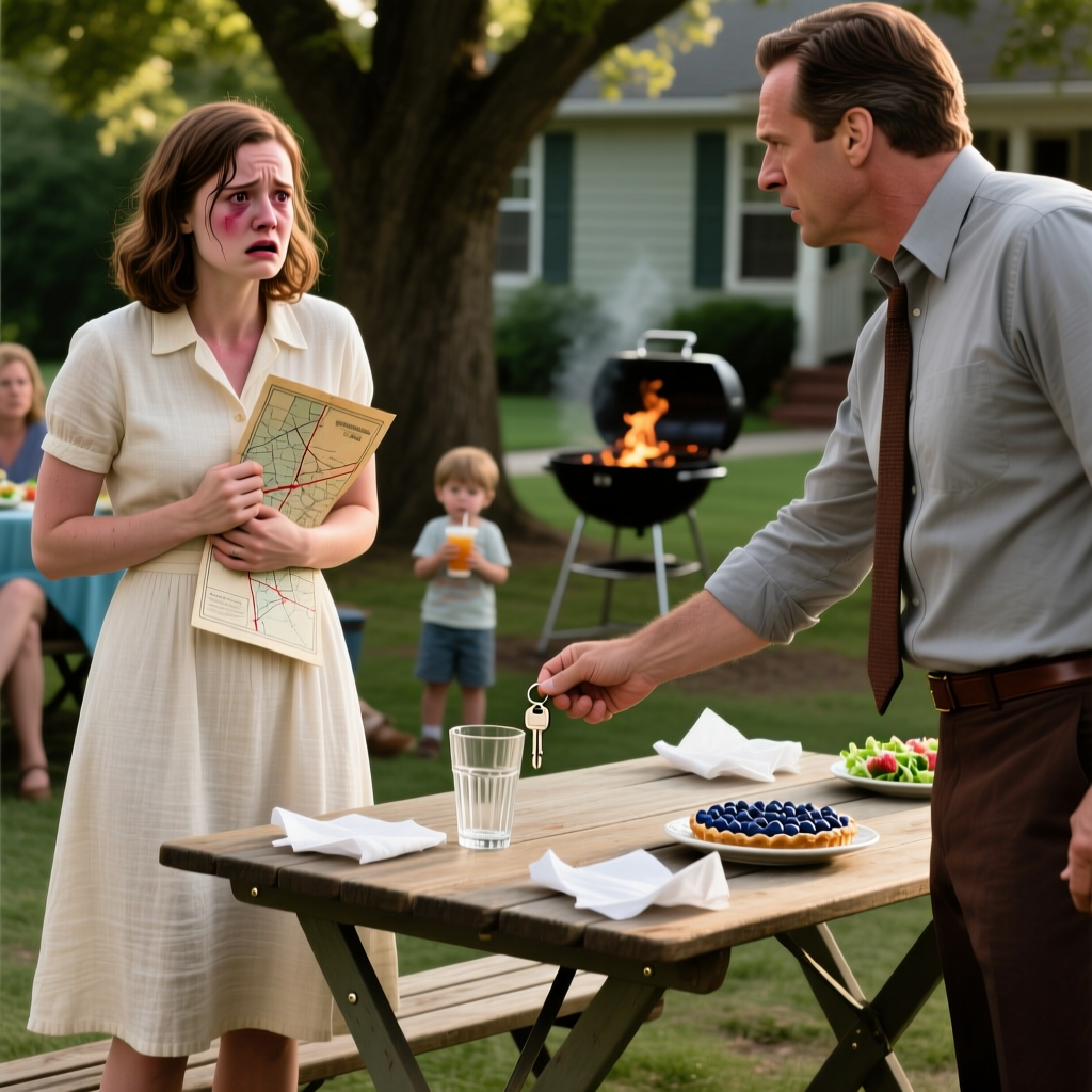 At the Cedar Ridge HOA summer potluck under the blistering July heat, Mark slid my apartment keys and an eviction notice across the folding table right where my engagement ring should’ve been, his polished wingtips tapping the pavement. “Pack your Target tote by midnight, Clara. The lease is under my name, and I’m done funding a ghost.” Nobody noticed the folded surveyor’s map tucked inside my linen cardigan, already marking the cul-de-sacs I would quietly own.
