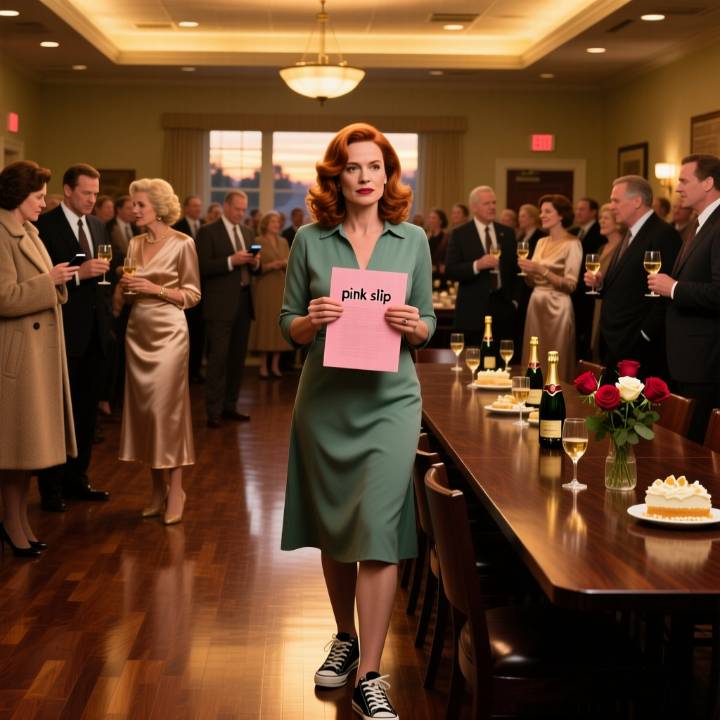 Tuesday night at Oakridge Community Center, cashmere-clad suburban moms and bank presidents looked on as Clara dumped melted vanilla cake over my thrift floral dress alongside my pink slip for 300 donors, murmuring into the mic: “You don’t belong here if you can’t pay your way.” I swiped frosting off my collar.